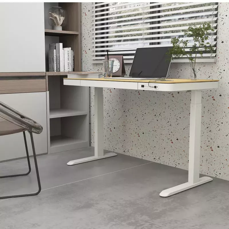 Scrivania Tuckano regolabile elettricamente in altezza ET119W-C bianco/rovere