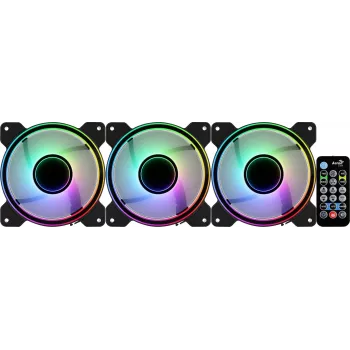 Kit Aerocool MIRAGE12PRO 3x ventole PC 12 cm ARGB 6 pin hub silenzioso nero