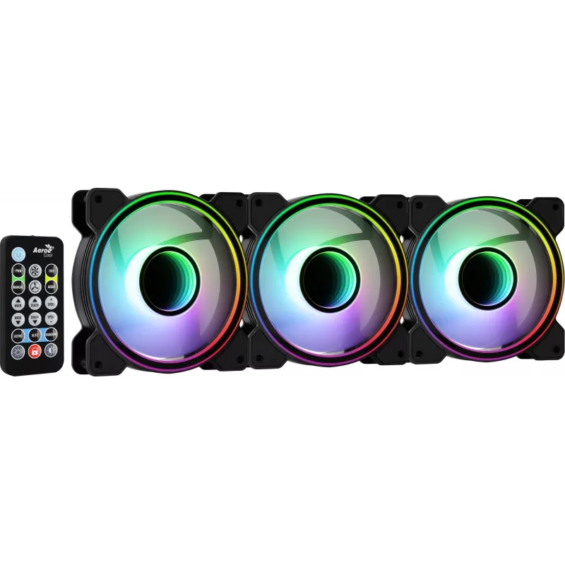 Kit Aerocool MIRAGE12PRO 3x ventole PC 12 cm ARGB 6 pin hub silenzioso nero
