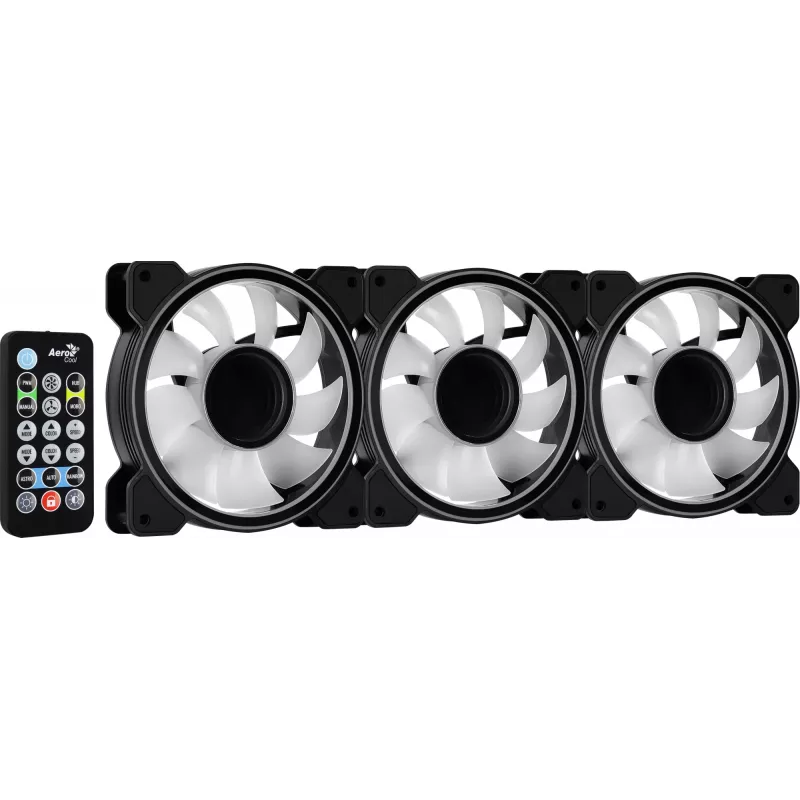 Kit Aerocool MIRAGE12PRO 3x ventole PC 12 cm ARGB 6 pin hub silenzioso nero