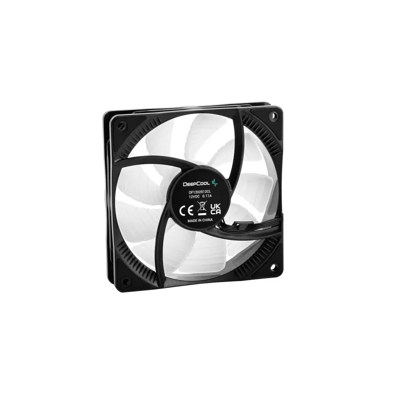 Ventola case 120 mm DeepCool RF120 — bianco/nero, 120×25 mm, PWM 4 pin, LED RGB, cuscinetto idraulico