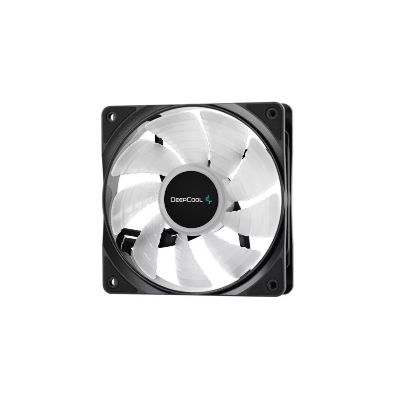 Ventola case 120 mm DeepCool RF120 — bianco/nero, 120×25 mm, PWM 4 pin, LED RGB, cuscinetto idraulico