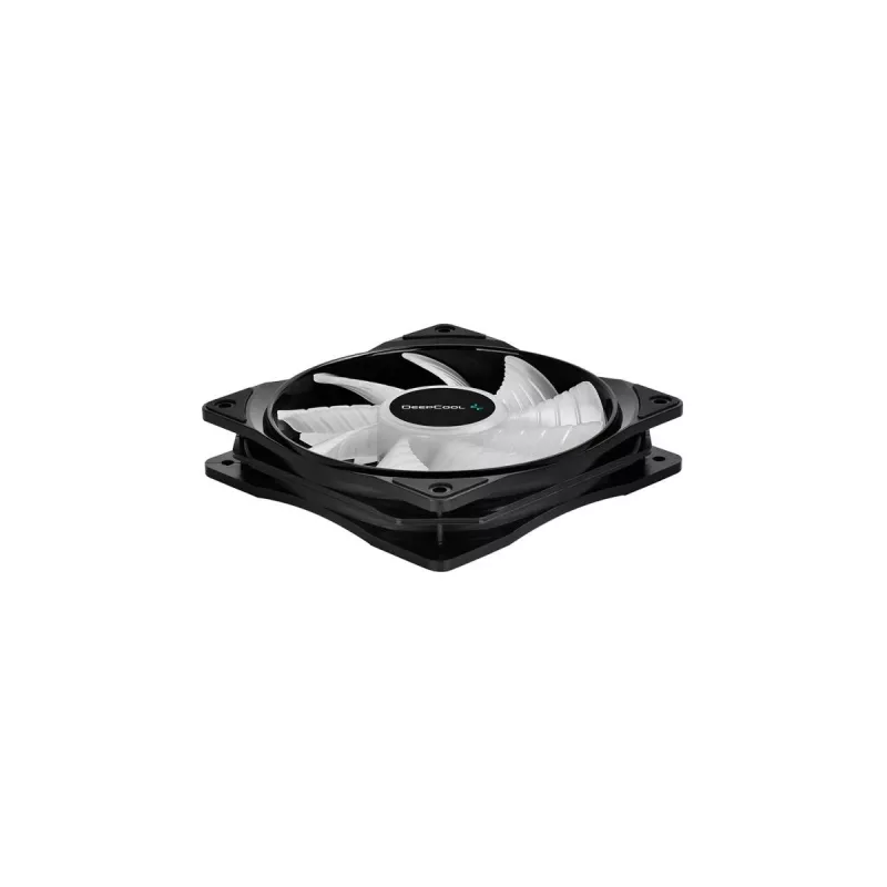 Ventola case 120 mm DeepCool RF120 — bianco/nero, 120×25 mm, PWM 4 pin, LED RGB, cuscinetto idraulico