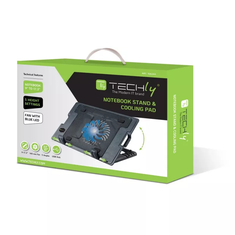 Techly supporto e base di raffreddamento per notebook fino a 17,3 pollici