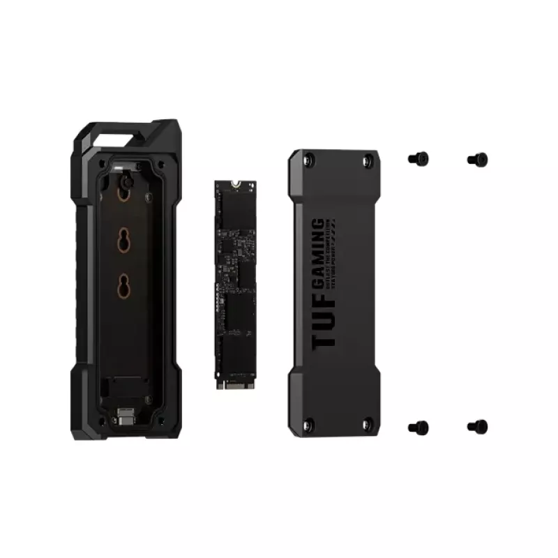 Case per SSD ASUS ESD-T1A/BLK/G/AS — M.2 (SATA/PCIe) a singolo vano, USB-C 3.2 Gen2, 10 Gbit/s, nero, blocco a chiave