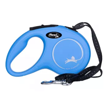 Guinzaglio avvolgibile Flexi New Classic S — cordino, 5 m, guinzaglio singolo, blu, carico max 12 kg
