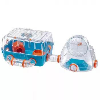 Gabbia FERPLAST Combi 2 per criceti, Blu trasparente, L795×P295×A263 mm, tecnopolimero