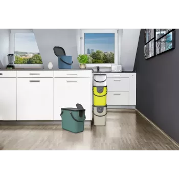 Pattumiera rotho Albula rettangolare plastica 6 L, plastica riciclata, verde scuro, foro di sospensione