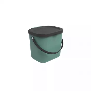 Pattumiera rotho Albula rettangolare plastica 6 L, plastica riciclata, verde scuro, foro di sospensione