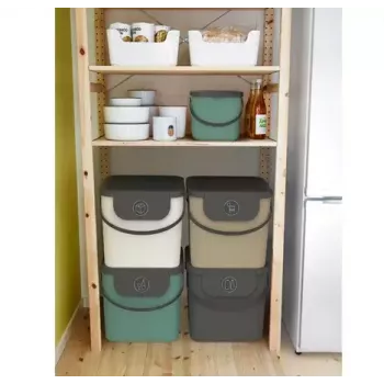 Contenitore per rifiuti Rotho Albula rettangolare 40 L, tecnopolimero, cappuccino, 400×358×340 mm, foro di sospensione