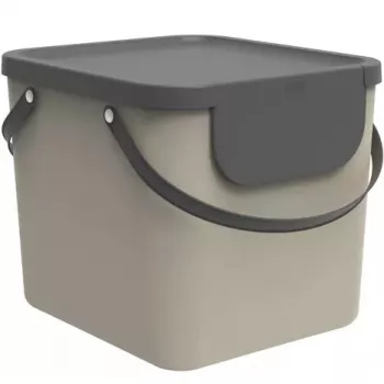 Contenitore per rifiuti Rotho Albula rettangolare 40 L, tecnopolimero, cappuccino, 400×358×340 mm, foro di sospensione