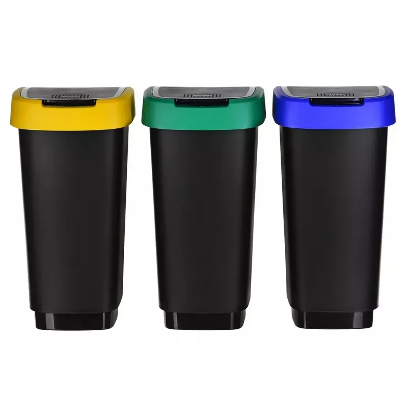 Rotho Twist 1045899999 set di pattumiere, 3 x 25 l, plastica