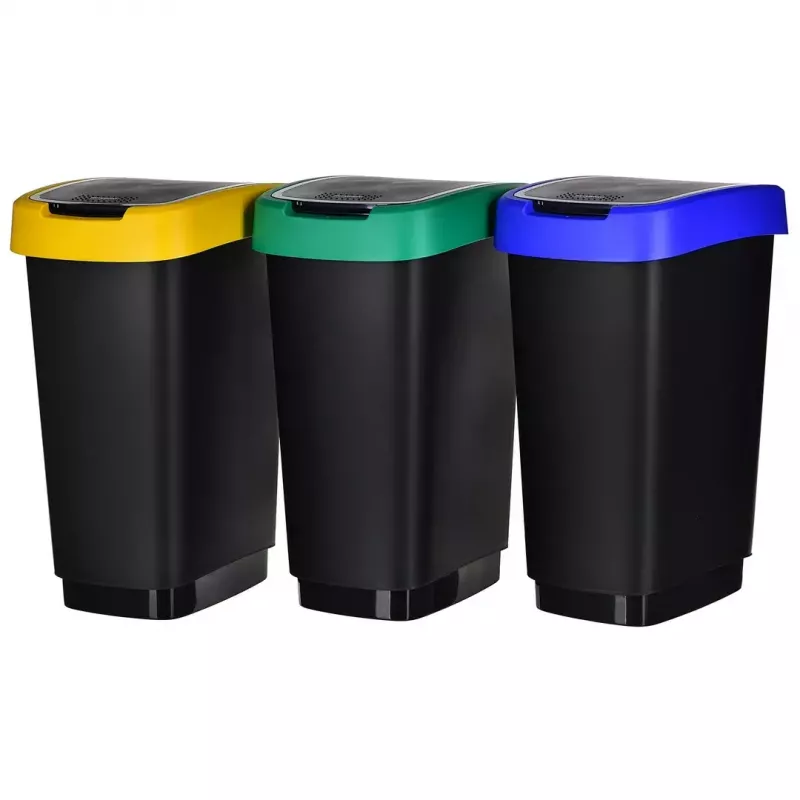 Rotho Twist 1045899999 set di pattumiere, 3 x 25 l, plastica