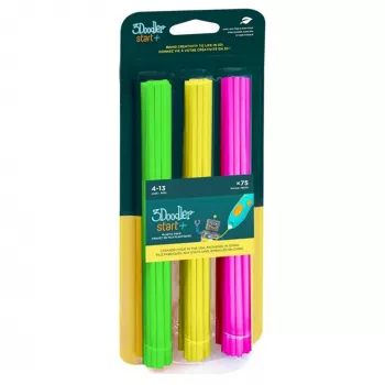 3Doodler set filamento per stampa 3D compostabile 75 pezzi — verde, rosa, giallo, Neon-Glow, punto di fusione 65 °C