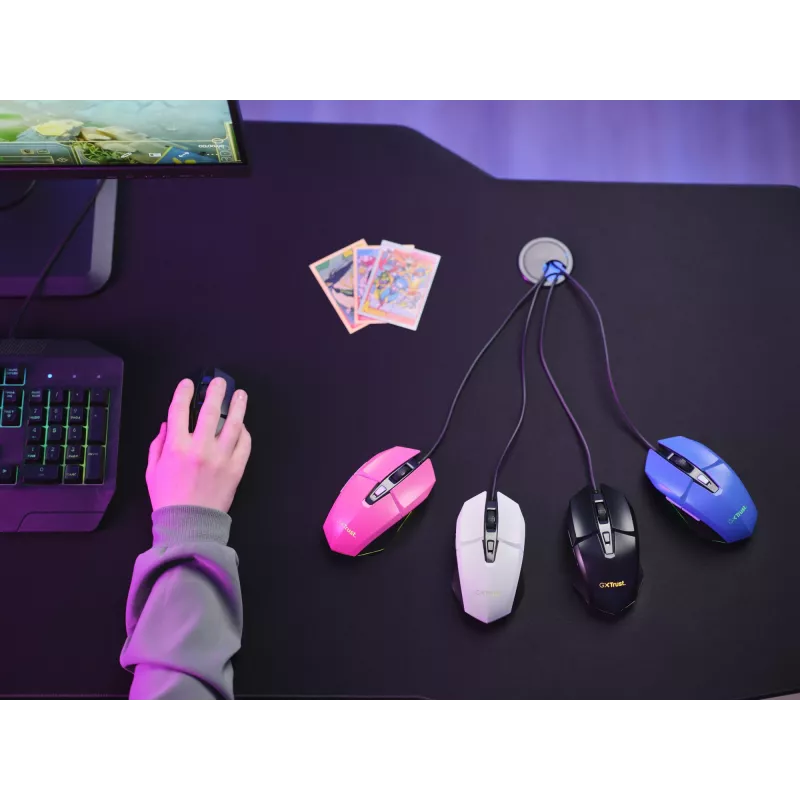 Trust GXT 109W Felox mouse gaming per destrimani USB Type-A ottico 6400 DPI