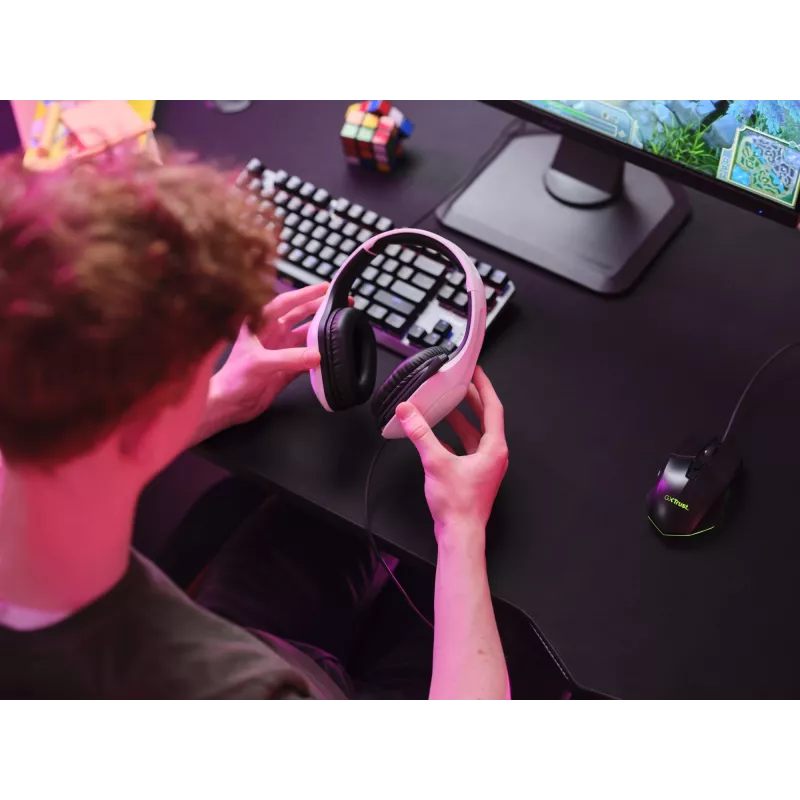 Trust GXT 415W Zirox headset con filo archetto gaming bianco