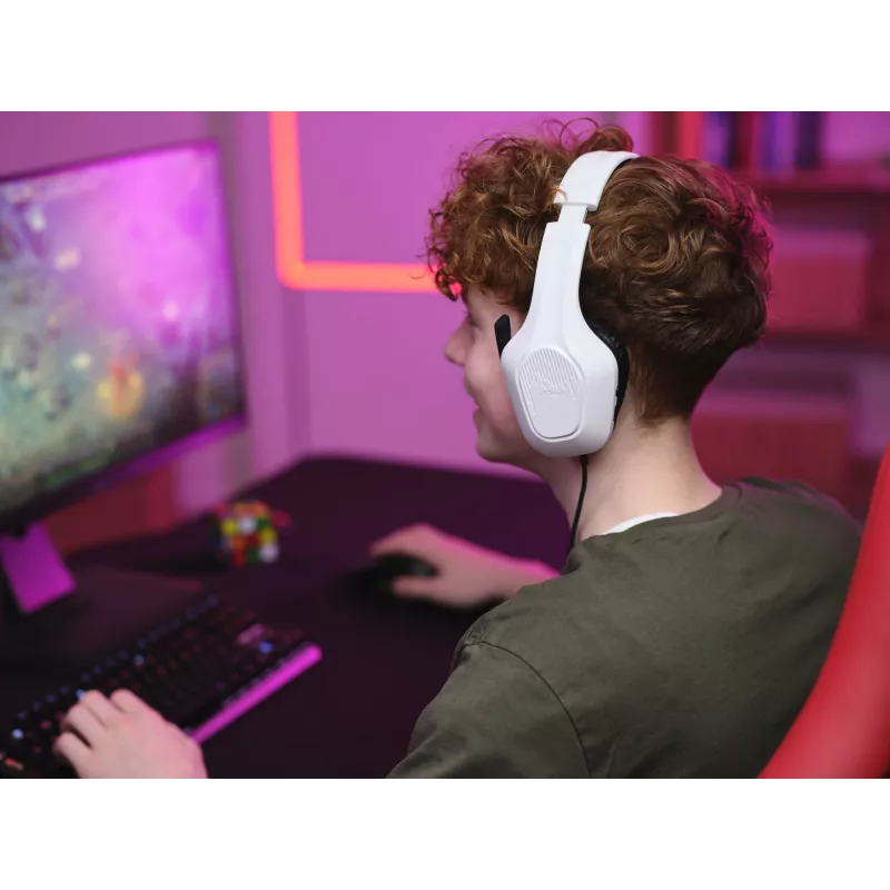 Trust GXT 415W Zirox headset con filo archetto gaming bianco