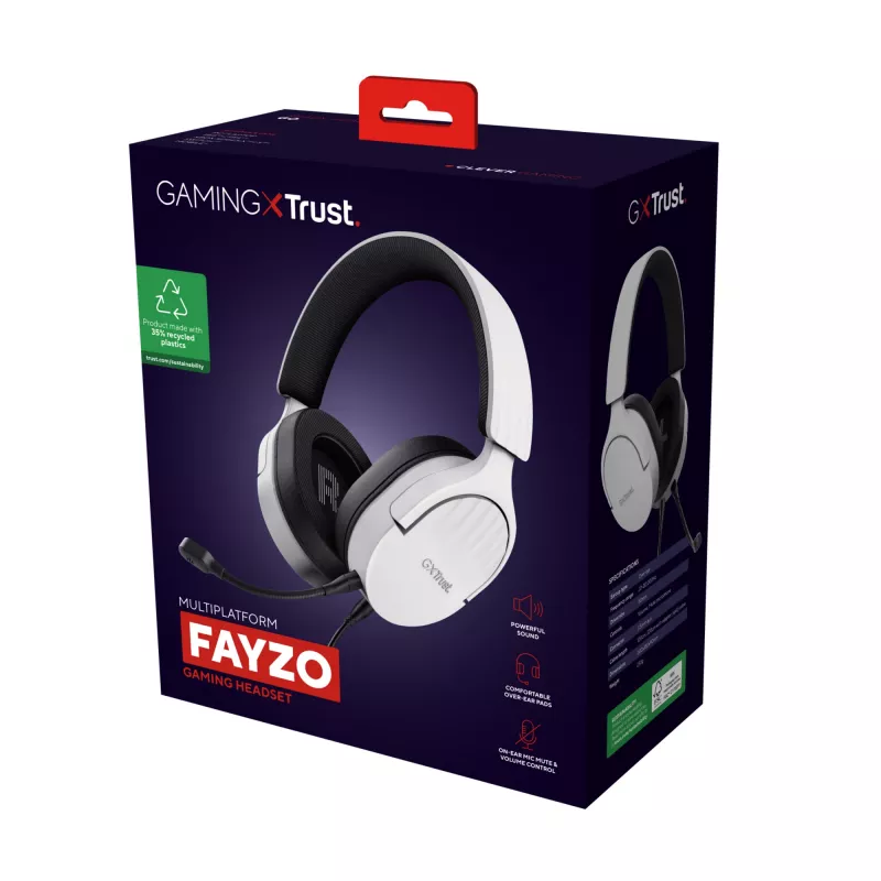 Trust GXT 489W FAYZO headset con filo archetto gaming nero, bianco