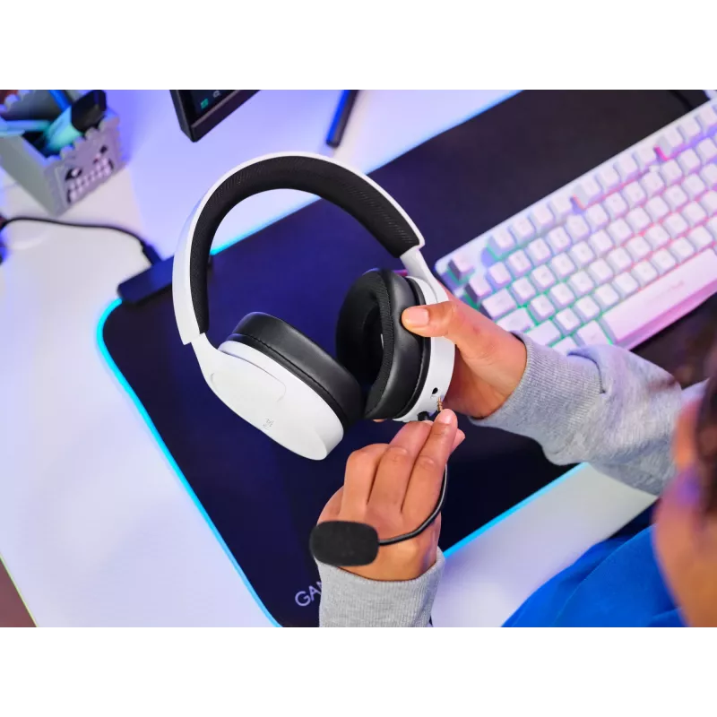 Trust GXT 489W FAYZO headset con filo archetto gaming nero, bianco