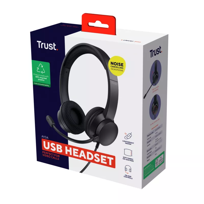 Trust Ayda headset con filo archetto chiamate/musica USB Type-A nero
