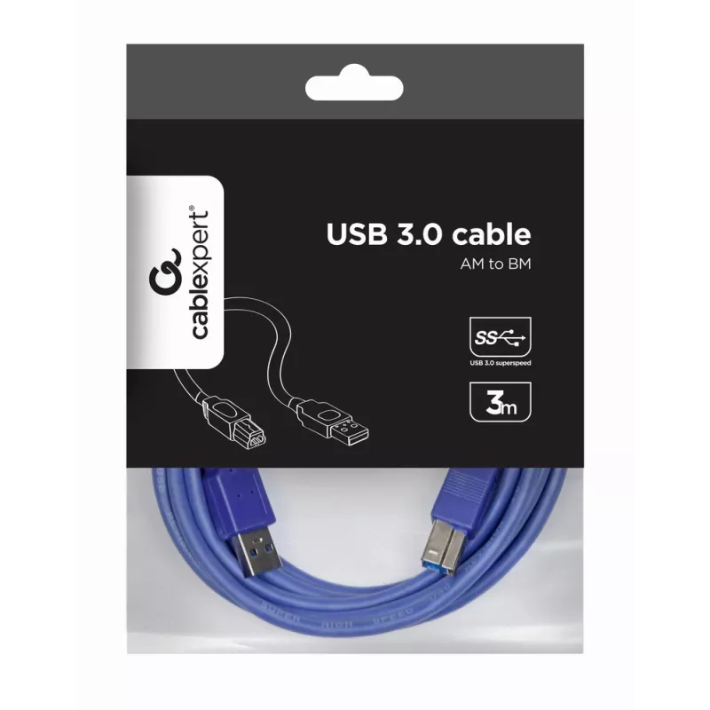 GEMBIRD cavo USB 3.0 connettore maschio A a connettore maschio B 3 m – blu