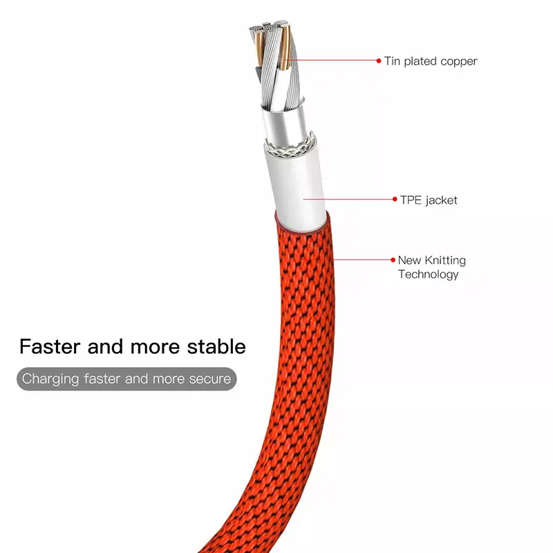 Cavo USB-A a Lightning Baseus Yiven 1,8 m, uscita 2 A, rosso, guaina in elastomero termoplastico