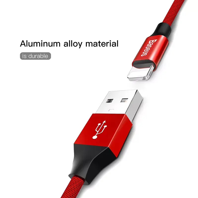 Cavo USB-A a Lightning Baseus Yiven 1,8 m, uscita 2 A, rosso, guaina in elastomero termoplastico