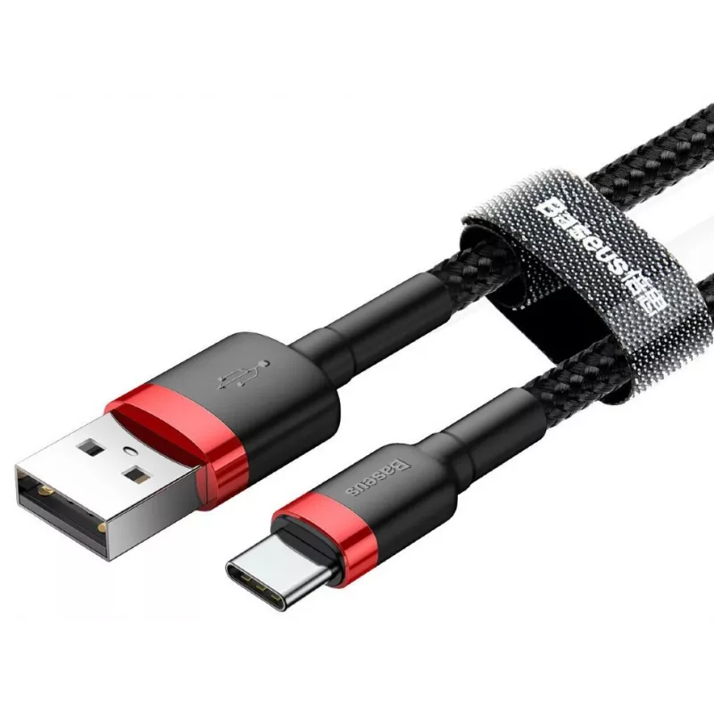 Cavo di ricarica rapida Cafule intrecciato BASEUS - USB Type-A a Type-C 2A - 2 m - nero (nylon)