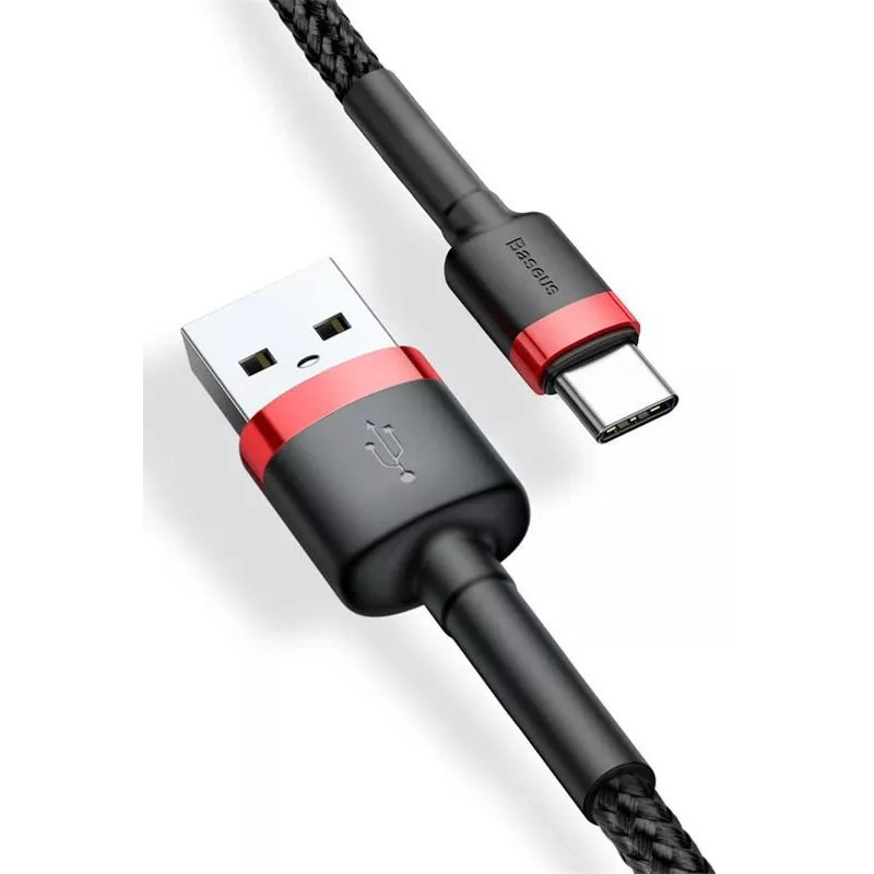 Cavo di ricarica rapida Cafule intrecciato BASEUS - USB Type-A a Type-C 2A - 2 m - nero (nylon)