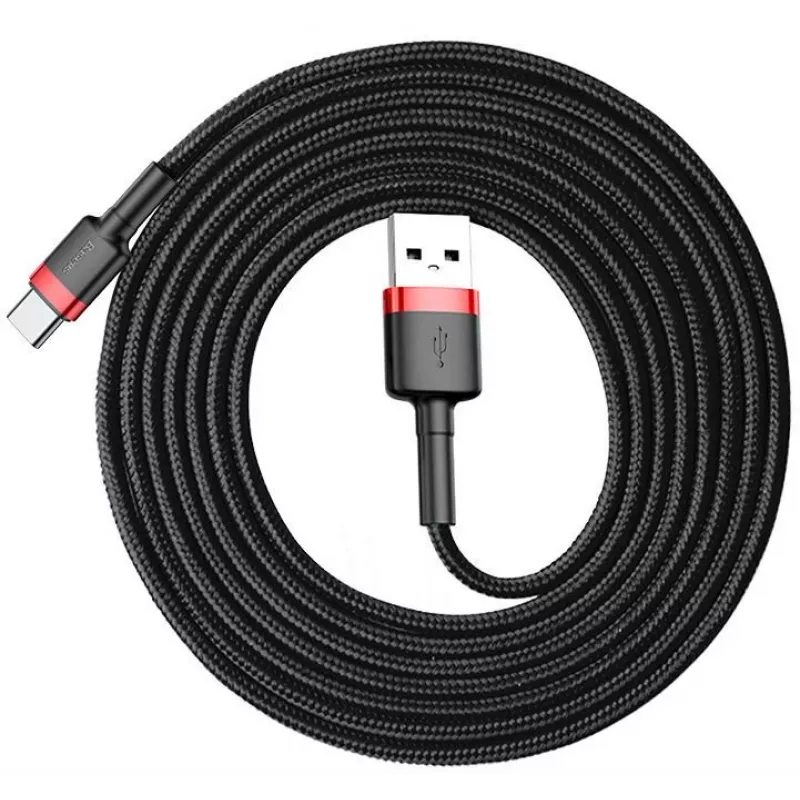 Cavo di ricarica rapida Cafule intrecciato BASEUS - USB Type-A a Type-C 2A - 2 m - nero (nylon)