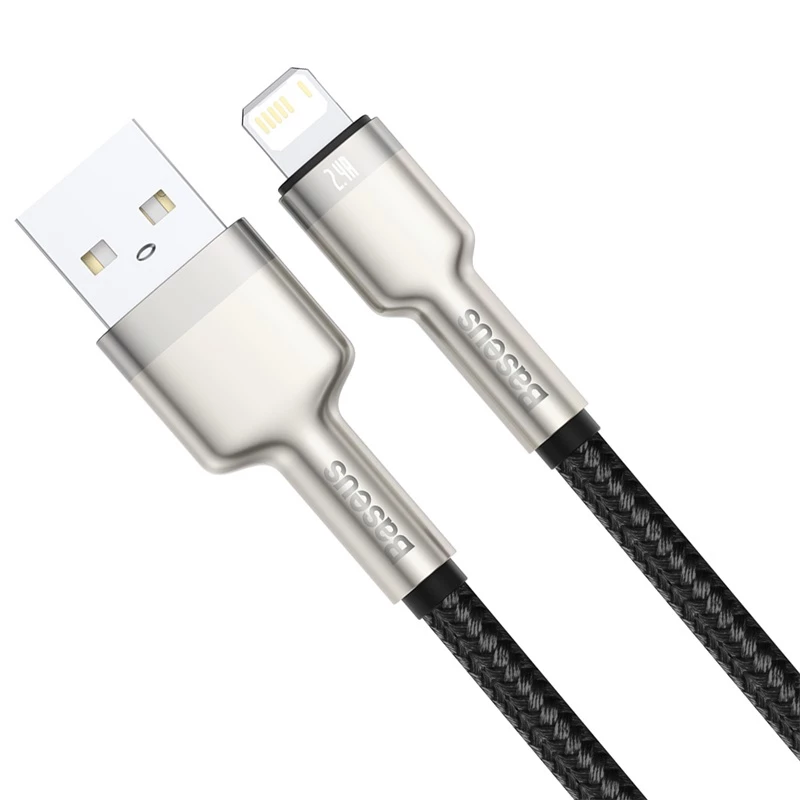 Cavo di trasferimento dati Cafule Fast Charge BASEUS - USB Type-A a Lightning - 480 Mbit/s (2,4 A PD) - 1 m - nero