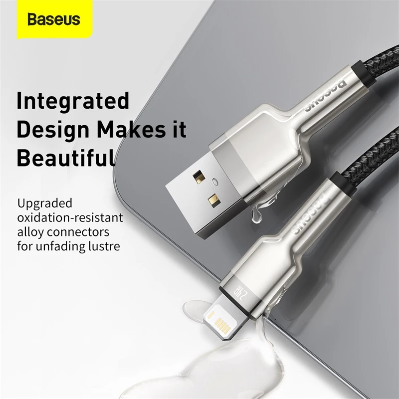 Cavo di trasferimento dati Cafule Fast Charge BASEUS - USB Type-A a Lightning - 480 Mbit/s (2,4 A PD) - 1 m - nero