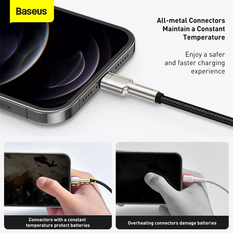 Cavo di trasferimento dati Cafule Fast Charge BASEUS - USB Type-A a Lightning - 480 Mbit/s (2,4 A PD) - 1 m - nero