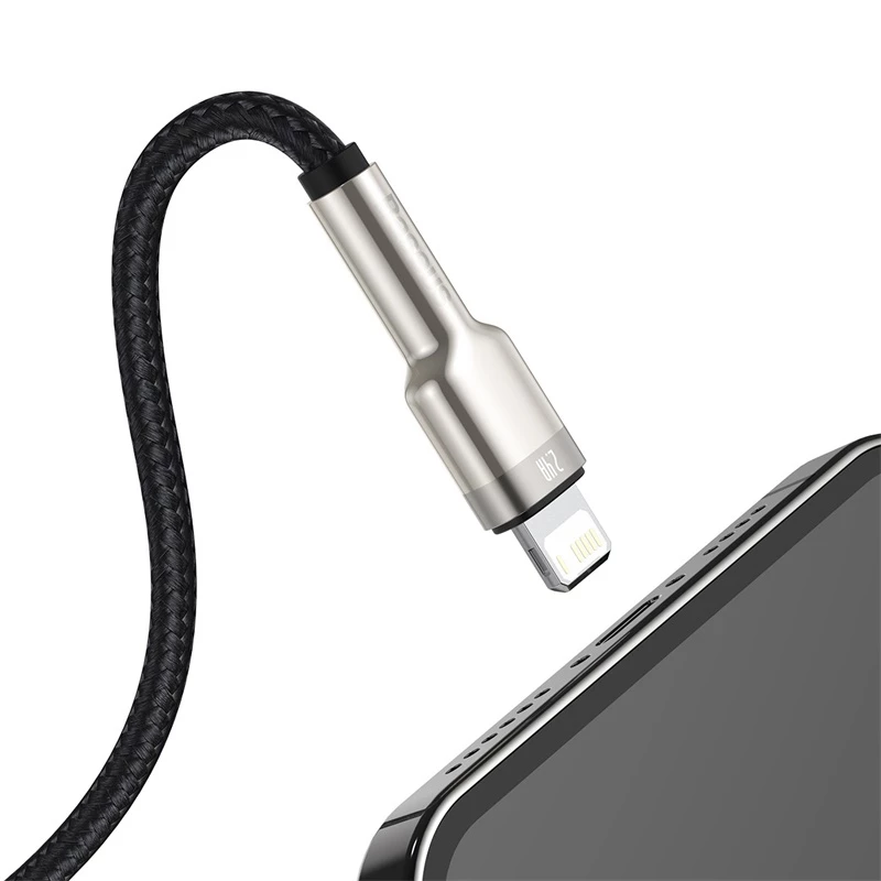 Cavo di trasferimento dati Cafule Fast Charge BASEUS - USB Type-A a Lightning - 480 Mbit/s (2,4 A PD) - 1 m - nero