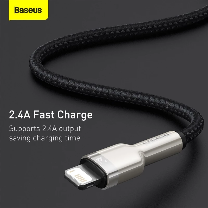 Cavo di trasferimento dati Cafule Fast Charge BASEUS - USB Type-A a Lightning - 480 Mbit/s (2,4 A PD) - 1 m - nero