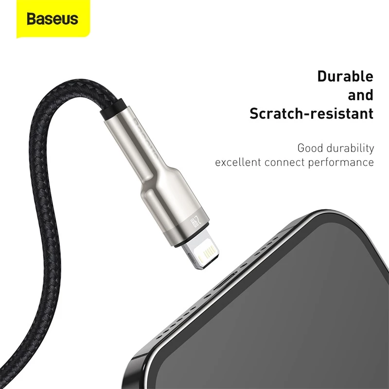 Cavo di trasferimento dati Cafule Fast Charge BASEUS - USB Type-A a Lightning - 480 Mbit/s (2,4 A PD) - 1 m - nero
