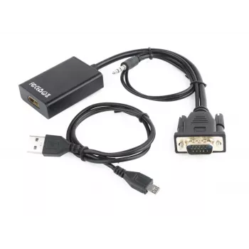 Cavo adattatore GEMBIRD VGA-HDMI, alimentato via USB 15 cm - nero