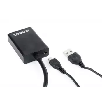 Cavo adattatore GEMBIRD VGA-HDMI, alimentato via USB 15 cm - nero