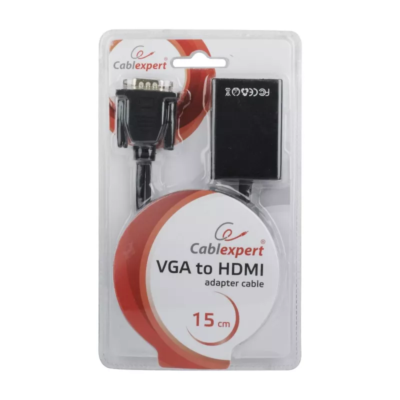Cavo adattatore GEMBIRD VGA-HDMI, alimentato via USB 15 cm - nero