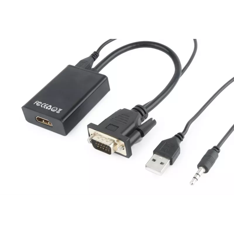 Cavo adattatore GEMBIRD VGA-HDMI, alimentato via USB 15 cm - nero