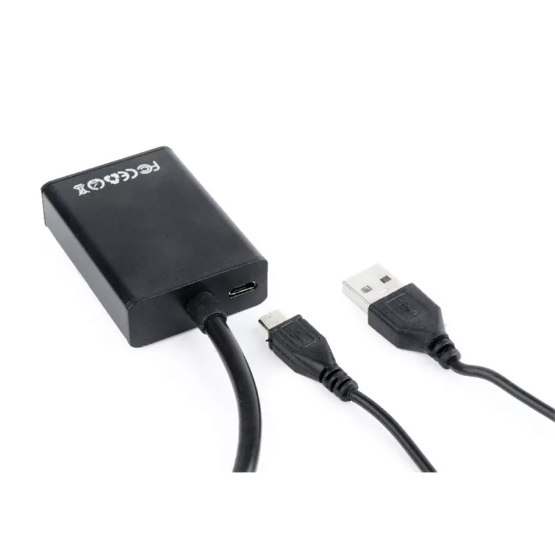 Cavo adattatore GEMBIRD VGA-HDMI, alimentato via USB 15 cm - nero