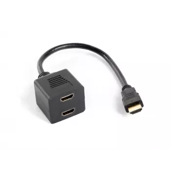 Splitter video HDMI LANBERG AD-0019-BK — 2 uscite HDMI, Full HD 1920x1080, cavo 0,2 m, nero