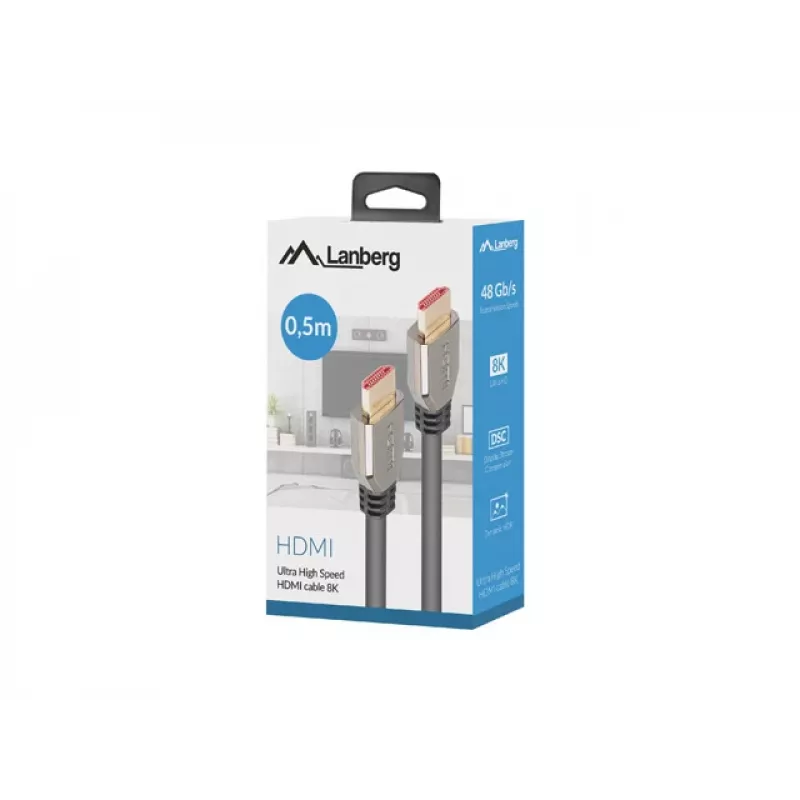Cavo HDMI LANBERG – M/m v2.1 8k 60hz – 0,5 m nero