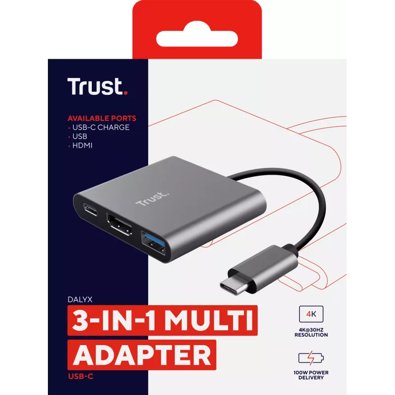 Trust Dalyx USB 3.2 Gen 1 (3.1 Gen 1) Type-C alluminio, nero