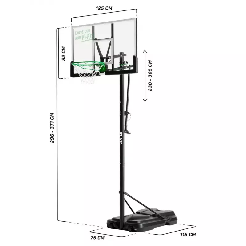 Canestro da basket Salta Center 5133 – regolabile in altezza, design robusto