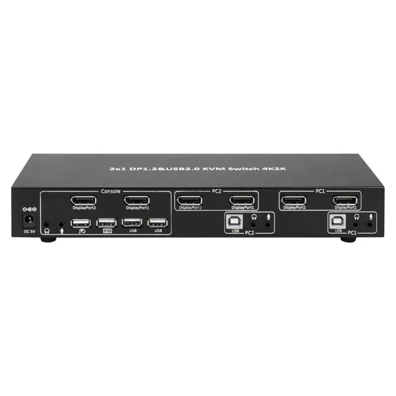 Switch KVM Techly IDATA DP-KVM2 nero