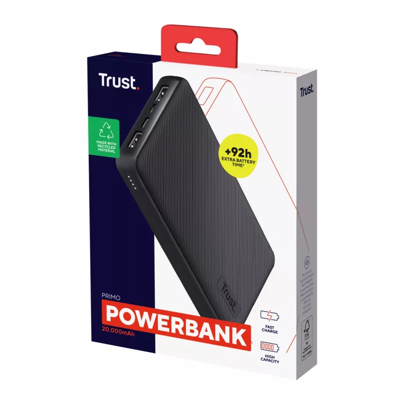 Trust Primo ioni di litio (Li-Ion) 20000 mAh nero