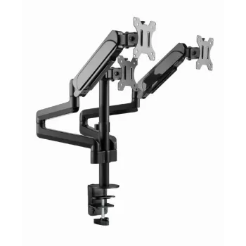 Supporto per monitor GEMBIRD MA-DA3-01 3 bracci morsetto/passo da tavolo per fino a 3×27 pollici, VESA 75/100, gas spring, nero