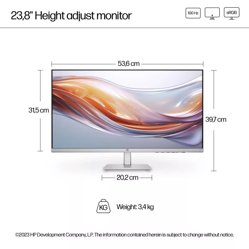 HP monitor da scrivania - Serie 5 524sh - 24 inch - 1920x1080 (FHD) - IPS - regolabile in altezza