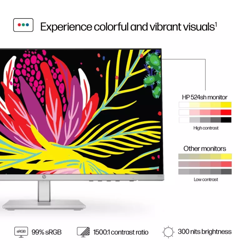HP monitor da scrivania - Serie 5 524sh - 24 inch - 1920x1080 (FHD) - IPS - regolabile in altezza